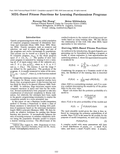 MDL-Based  Fitness Functions for  Learning Parsimonious