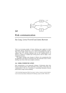 14 Risk communication Sue Lang, Lorna Fewtrell and Jamie Bartram