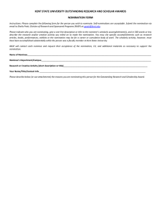 KENT STATE UNIVERSITY OUTSTANDING RESEARCH AND SCHOLAR AWARDS NOMINATION FORM