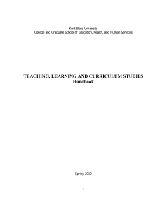   TEACHING, LEARNING AND CURRICULUM STUDIES Handbook