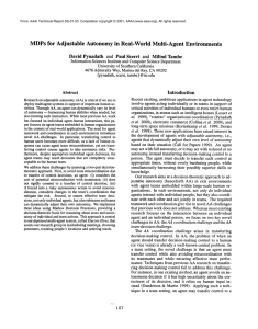 MDPs for  Adjustable  Autonomy in  Real-World Multi-Agent ...