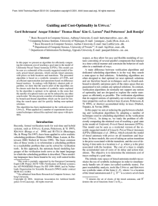 Guiding and Cost-Optimality in U Gerd Behrmann Ansgar Fehnker Thomas Hune