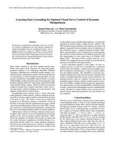 Learning State Grounding for Optimal Visual Servo Control of Dynamic Manipulation