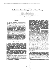 On Decision-Theoretic Approach  to  Game Theory