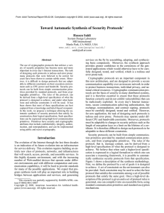 Toward Automatic Synthesis of Security Protocols Hassen Sa¨ıdi