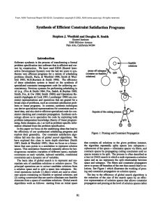 Synthesis  of  Efficient  Constraint Satisfaction  Programs Introduction