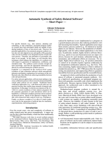 Automatic Synthesis of Safety-Related Software — Short Paper — Johann Schumann
