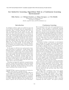 Are Inductive Learning Algorithms Safe in a Continuous Learning Environment? Introduction