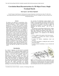 Correlation-Based Reconstruction of a 3D Object From a Single Freehand Sketch