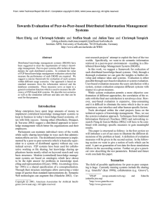 Towards Evaluation of Peer-to-Peer-based Distributed Information Management Systems Marc Ehrig