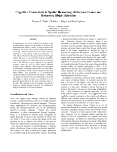 Cognitive Constraints in Spatial Reasoning: Reference Frame and Reference Object Selection