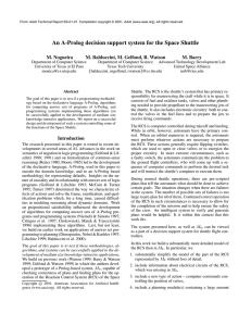 An A-Prolog decision support system for the Space Shuttle M. Nogueira