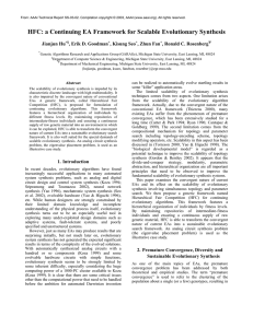 HFC: a Continuing EA Framework for Scalable Evolutionary Synthesis Jianjun Hu