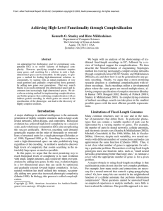 Achieving High-Level Functionality through Complexification Kenneth O. Stanley and Risto Miikkulainen