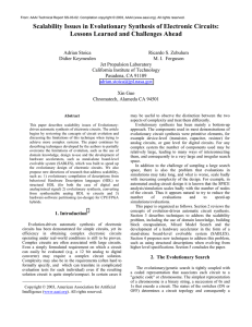 Scalability Issues in Evolutionary Synthesis of Electronic Circuits: