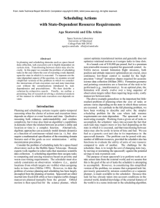 Scheduling Actions with State-Dependent Resource Requirements Aga Skotowski and Ella Atkins