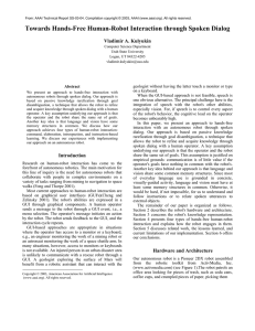 Towards Hands-Free Human-Robot Interaction through Spoken Dialog Vladimir A. Kulyukin