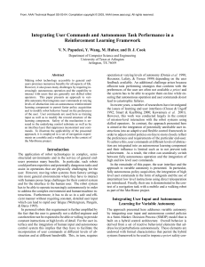 Integrating User Commands and Autonomous Task Performance in a