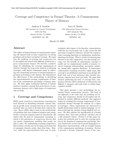 Coverage and Competency in Formal Theories: A Commonsense Theory of Memory