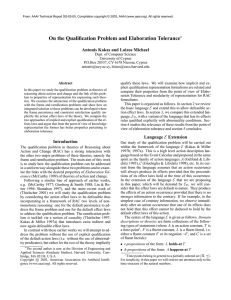 On the Qualification Problem and Elaboration Tolerance
