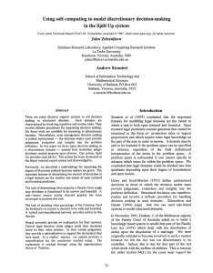 Using  soft  computing to  model discretionary ... in  the  Split  Up system John Zeleznikow