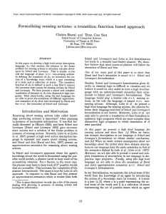 Formalizing  sensing  actions: a  transition