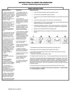 INSTRUCTIONS TO USERS FOR OPERATION of Moldex 4300P95 Disposable Respirators USER’S INSTRUCTIONS