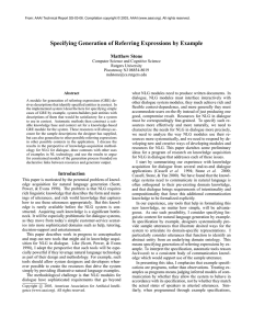 Specifying Generation of Referring Expressions by Example Matthew Stone