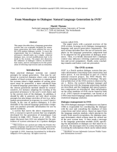 From Monologue to Dialogue: Natural Language Generation in OVIS Mari¨ et Theune