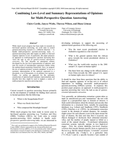 Combining Low-Level and Summary Representations of Opinions for Multi-Perspective Question Answering