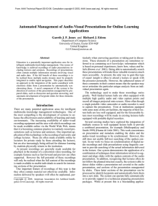 Automated Management of Audio-Visual Presentations for Online Learning Applications