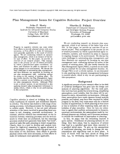 Plan  Management  Issues for  Cognitive Robotics: Project