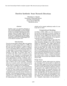 Emotion  Synthesis: Some  Research Directions Christine L.  Lisetti