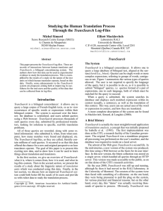 Studying the Human Translation Process TransSearch Michel Simard Elliott Macklovitch