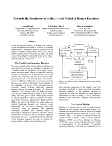 Towards the Simulation of a Multi-Level Model of Human Emotions