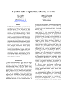 A quantum model of organizations, autonomy, and control W.F. Lawless