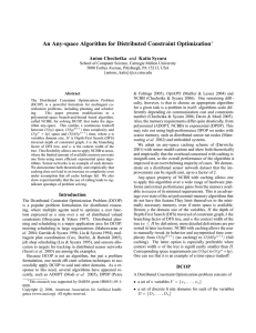 An Any-space Algorithm for Distributed Constraint Optimization Anton Chechetka