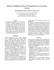 Reference Modeling and Lifecycle Management for e-Government Services