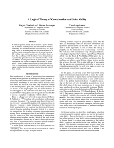 A Logical Theory of Coordination and Joint Ability Hojjat Ghaderi Yves Lesp´erance