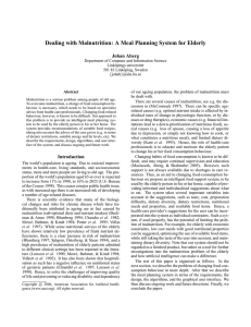 Dealing with Malnutrition: A Meal Planning System for Elderly Johan Aberg