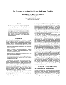 The Relevance of Artificial Intelligence for Human Cognition Helmar Gust
