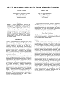 4CAPS: An Adaptive Architecture for Human Information Processing Sashank Varma Marcel Just