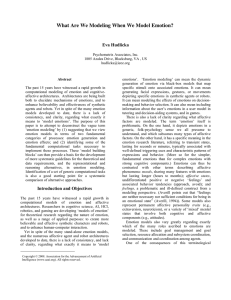 What Are We Modeling When We Model Emotion?  Eva Hudlicka