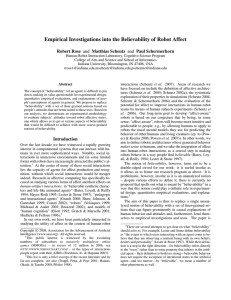 Empirical Investigations into the Believability of Robot Affect