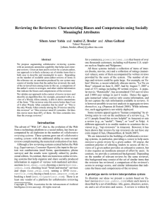 Reviewing the Reviewers: Characterizing Biases and Competencies using Socially Meaningful Attributes