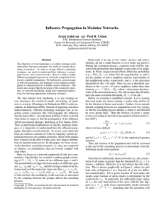 Influence Propagation in Modular Networks Aram Galstyan and Paul R. Cohen