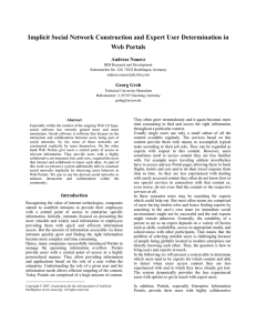 Implicit Social Network Construction and Expert User Determination in Web Portals