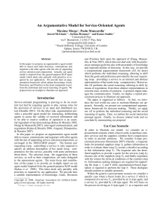 An Argumentative Model for Service-Oriented Agents Maxime Morge , Paolo Mancarella