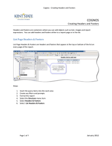 COGNOS Creating Headers and Footers