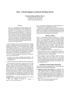 Kleo: A Bootstrapping Learning-by-Reading System Doo Soon Kim and Bruce Porter